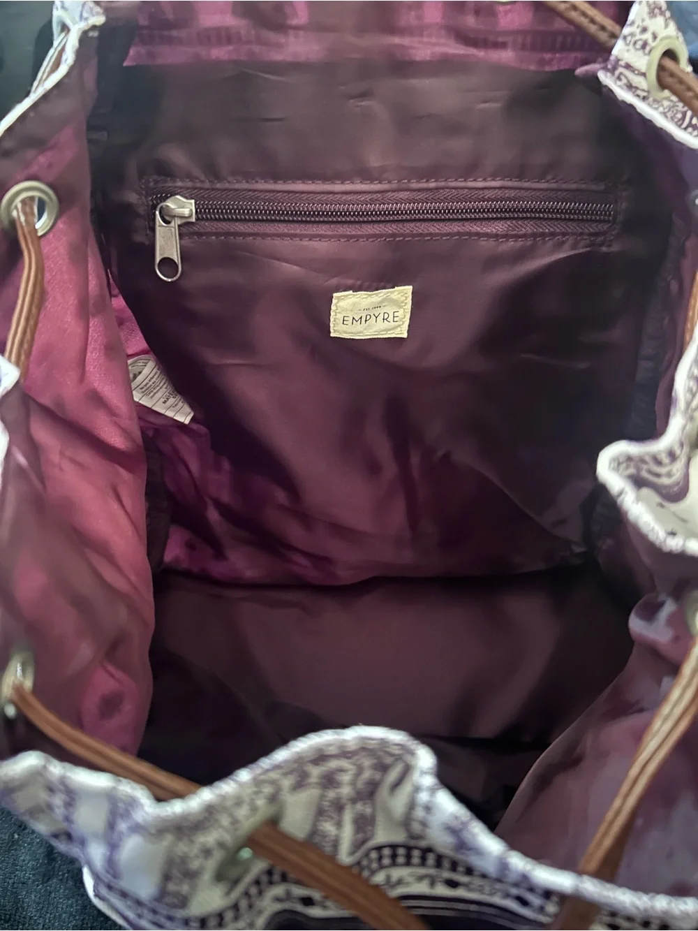 Empyre Boho Elephant Print Canvas Rucksack Backpack, Zumiez, NWT